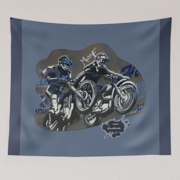 Item preview, Two motocross riders jump in the air designed and sold by marysfarbklecks.