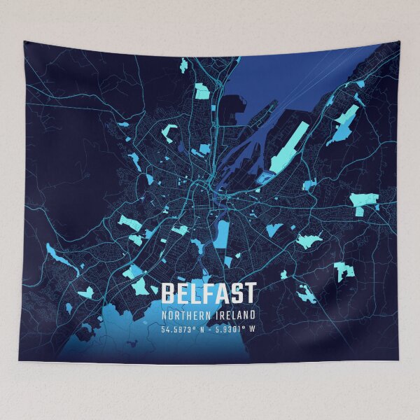 Item preview, Belfast Midnight City Map designed and sold by HomeLivingCo.