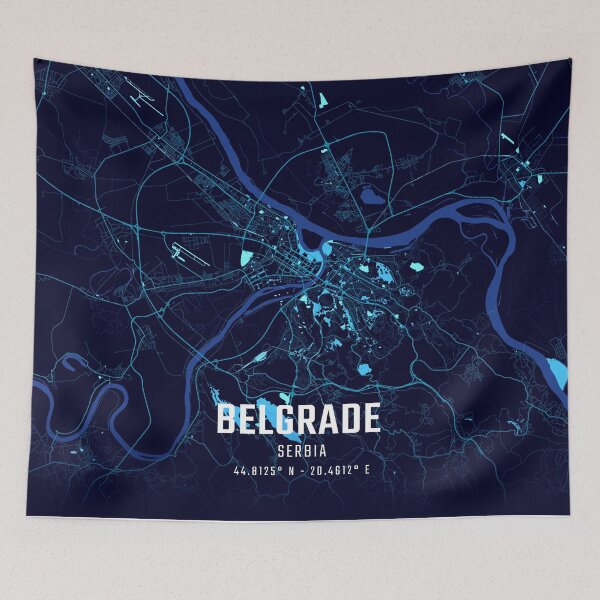 Item preview, Belgrade Midnight City Map designed and sold by HomeLivingCo.