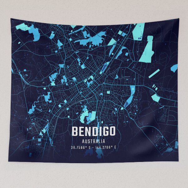 Item preview, Bendigo Midnight City Map designed and sold by HomeLivingCo.