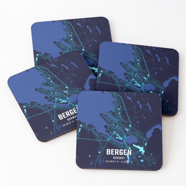Item preview, Bergen Midnight City Map designed and sold by HomeLivingCo.
