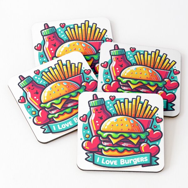 Item preview, I Love Burgers Fun and Colorful Cartoon Design/ designed and sold by The-T-In-Retro.