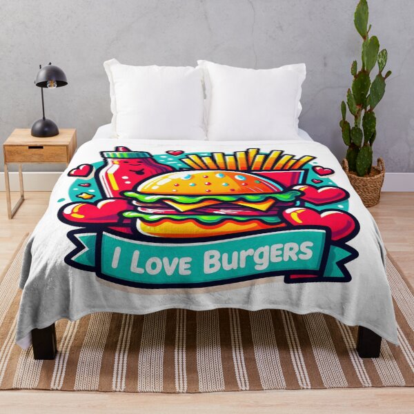 Item preview, I Love Burgers Fun and Colorful Cartoon Design/ designed and sold by The-T-In-Retro.