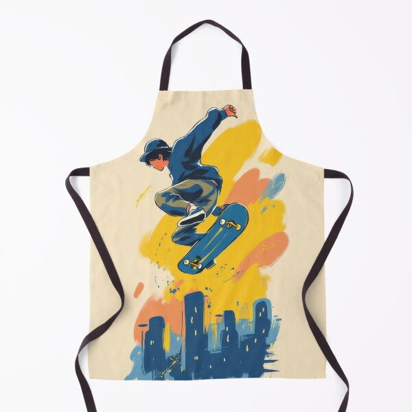 Item preview, Skateboarder performs tricks in an urban scene at sunset with tall buildings creating a dramatic backdrop designed and sold by CreativeLarysa.
