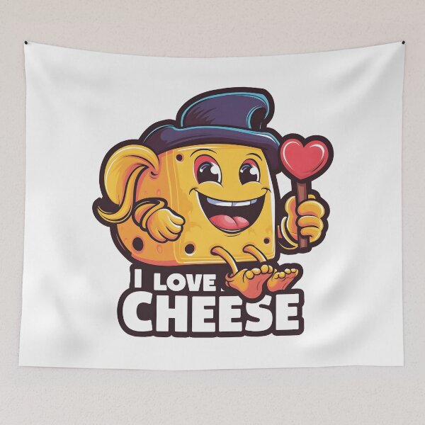Item preview, Cheesy Love: Cute Cartoon Cheese with Heart. designed and sold by The-T-In-Retro.