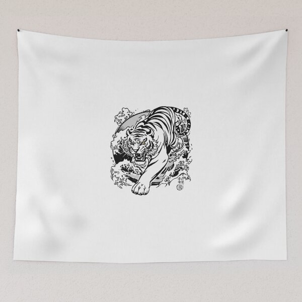 Item preview, Black Moon Tiger — Dark Japanese Irezumi Ink Art designed and sold by Rosemoonjapan.