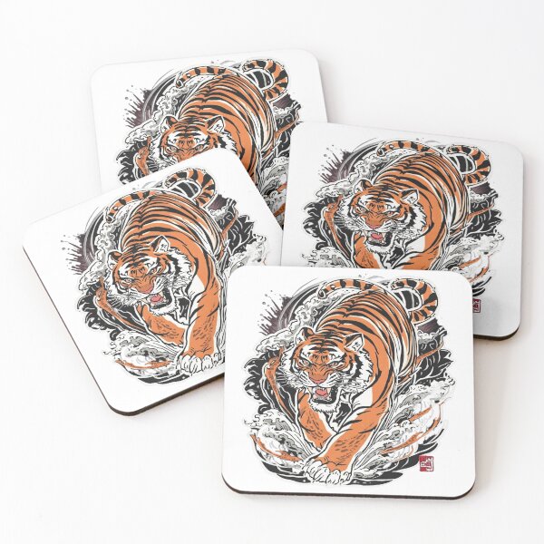 Item preview, Tattoo Tiger & Waves — Japanese Irezumi Woodblock Style designed and sold by Rosemoonjapan.