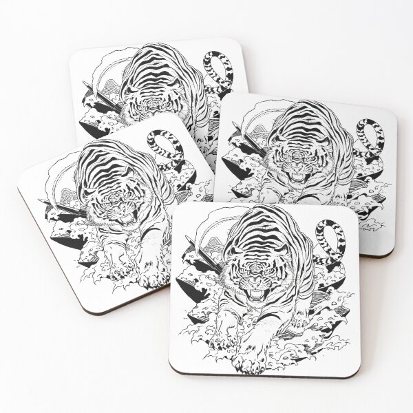 Item preview, Shadow Tiger — Dark Japanese Irezumi Ink Art designed and sold by Rosemoonjapan.
