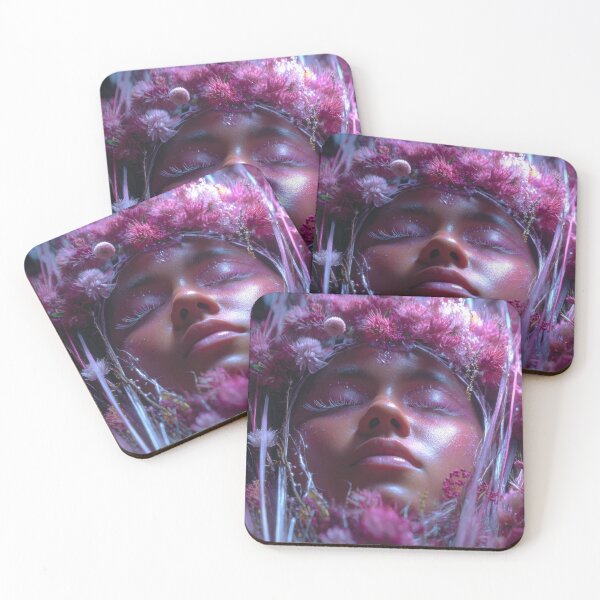 Item preview, Young woman surrounded by vibrant pink flowers with delicate features resting peacefully designed and sold by CreativeLarysa.