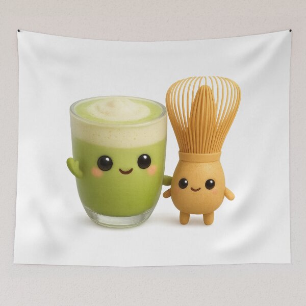 Artikelvorschau, Niedliche Matcha-Latte- und Schneebesen-Freunde | Kawaii-Food-Art entworfen und verkauft von Moons Studio.