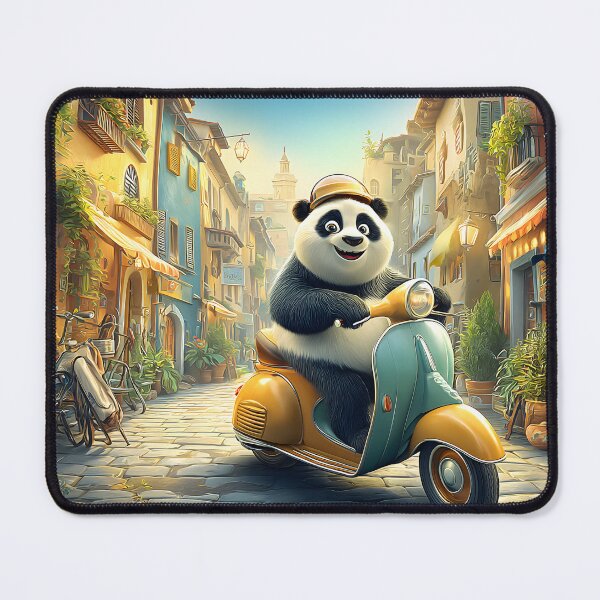 Item preview, Panda Riding Scooter in Colorful Village Setting designed and sold by Artessie.