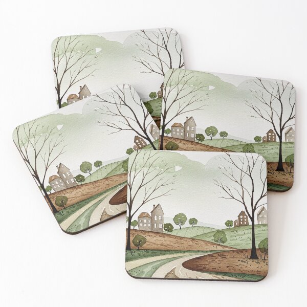 Item preview, landscape of hills with small houses designed and sold by Design4uStudio.
