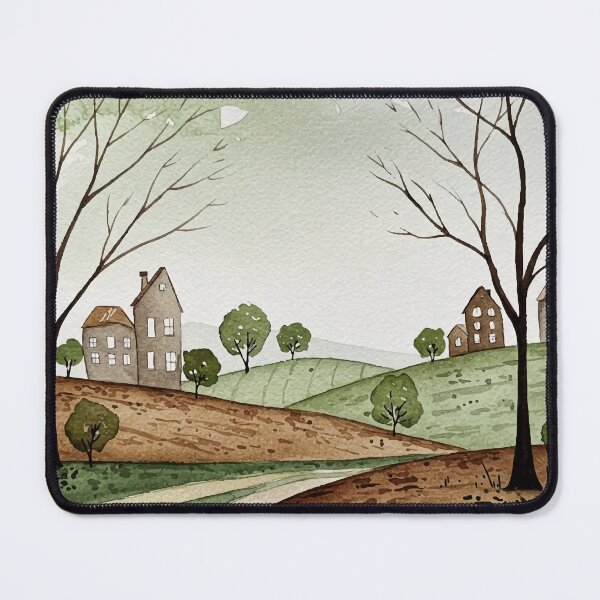 Item preview, landscape of hills with small houses designed and sold by Design4uStudio.