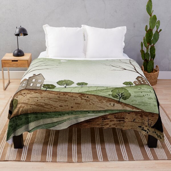 Item preview, landscape of hills with small houses designed and sold by Design4uStudio.