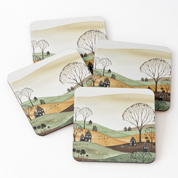 Item preview, landscape of hills with small houses designed and sold by Design4uStudio.
