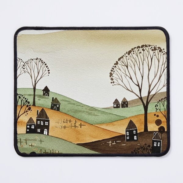Item preview, landscape of hills with small houses designed and sold by Design4uStudio.