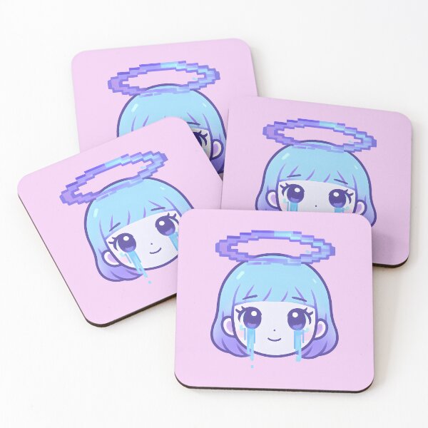 Item preview, “Cyber Halo” — Kawaii Glitch Face Illustration designed and sold by Kindly Dead.