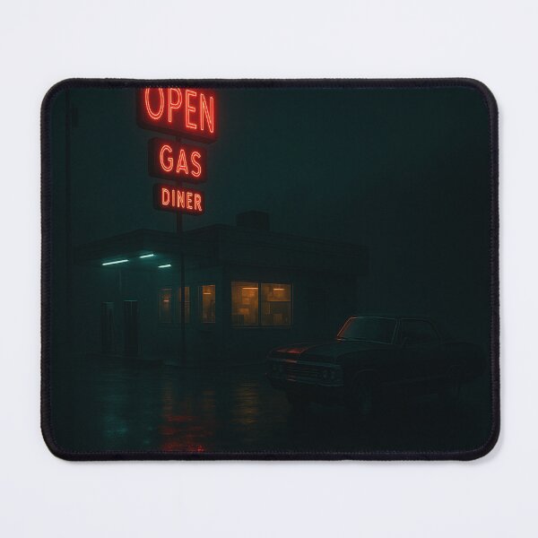 Item preview, Rainy Diner Night with Classic Car designed and sold by ArtFlow1.