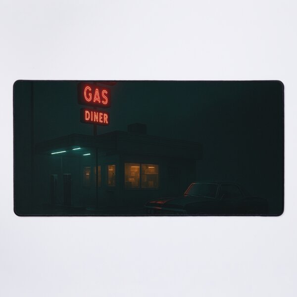 Item preview, Rainy Diner Night with Classic Car designed and sold by ArtFlow1.