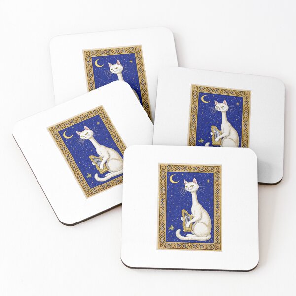 Item preview, White Cat Organ Medieval Art designed and sold by PictorialWhimsy.