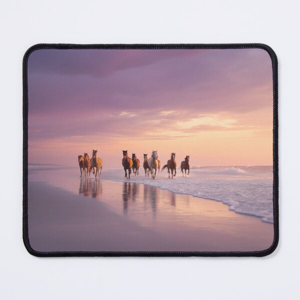 Item preview, A group of wild mustangs running freely across a sandy beach Horses in Motion designed and sold by CDC40.