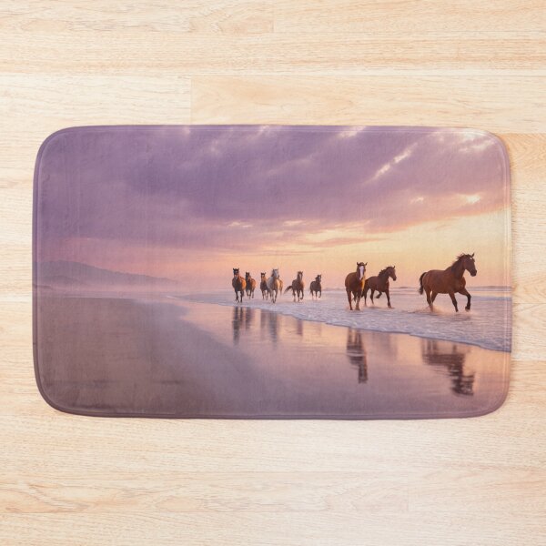 Item preview, A group of wild mustangs running freely across a sandy beach Horses in Motion designed and sold by CDC40.