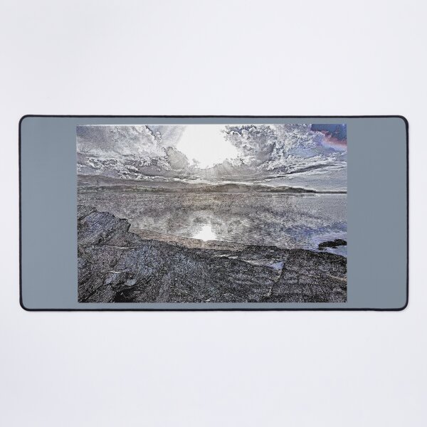 Item preview, Portmeirion rocky shore, sun and cloud, pen drawing & paint effect designed and sold by paulboizot.
