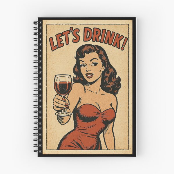 Item preview, Retro Pin-Up Girl Poster – Let’s Drink! | 50s Vintage Comic Style Wall Art designed and sold by The Devil's Bargain.