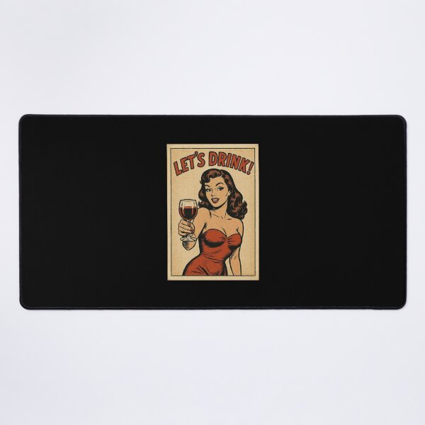 Item preview, Retro Pin-Up Girl Poster – Let’s Drink! | 50s Vintage Comic Style Wall Art designed and sold by The Devil's Bargain.