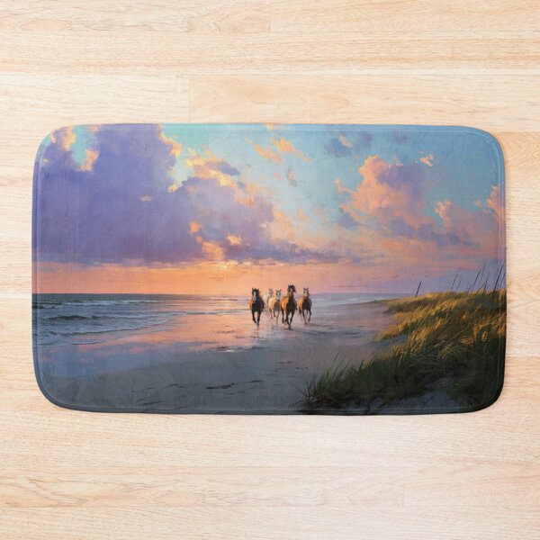 Item preview, A group of wild mustangs running freely across a sandy beach Horses in Motion designed and sold by CDC40.