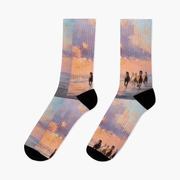 Item preview, A group of wild mustangs running freely across a sandy beach Horses in Motion designed and sold by CDC40.