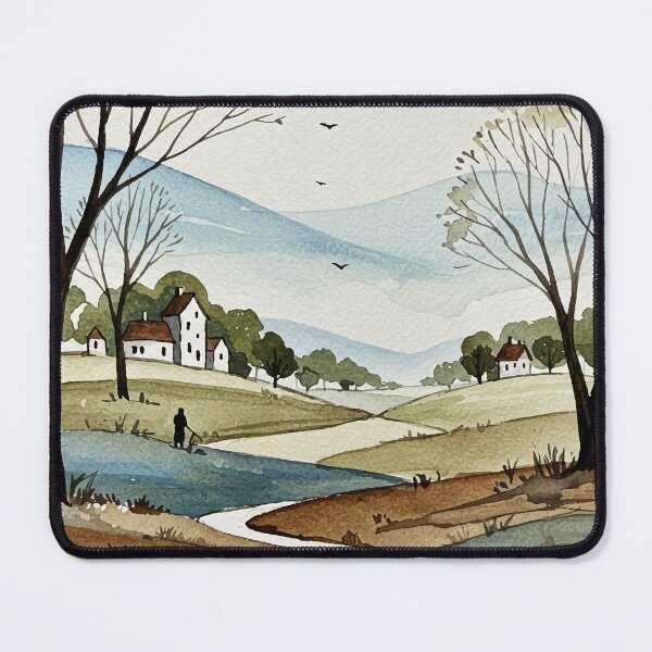 Item preview, landscape of hills with small houses designed and sold by Design4uStudio.