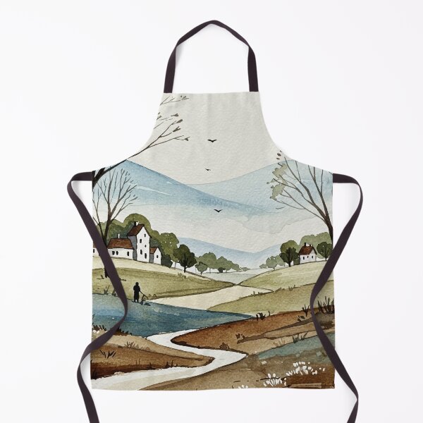 Item preview, landscape of hills with small houses designed and sold by Design4uStudio.