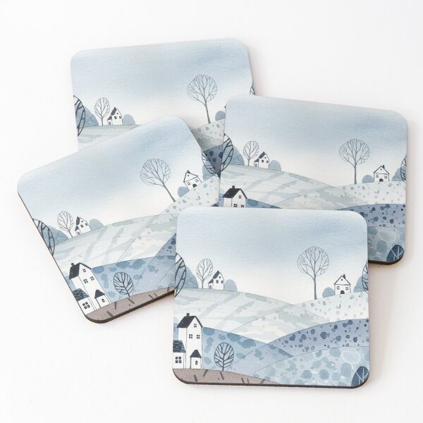 Item preview, landscape of hills with small houses designed and sold by Design4uStudio.