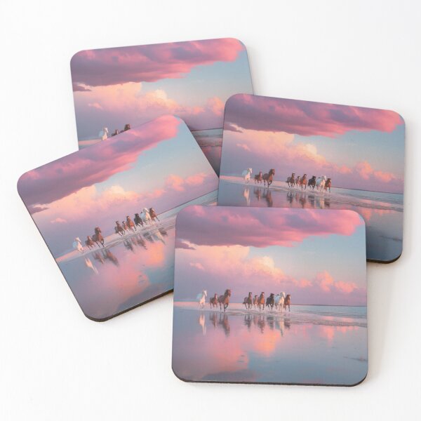 Item preview, A group of wild mustangs running freely across a sandy beach Horses in Motion designed and sold by CDC40.