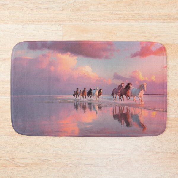 Item preview, A group of wild mustangs running freely across a sandy beach Horses in Motion designed and sold by CDC40.