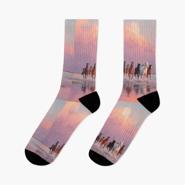 Item preview, A group of wild mustangs running freely across a sandy beach Horses in Motion designed and sold by CDC40.