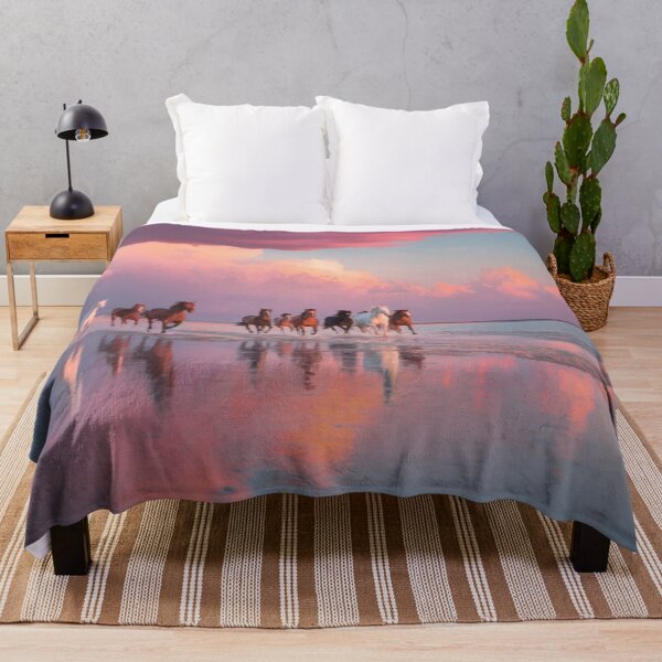 Item preview, A group of wild mustangs running freely across a sandy beach Horses in Motion designed and sold by CDC40.