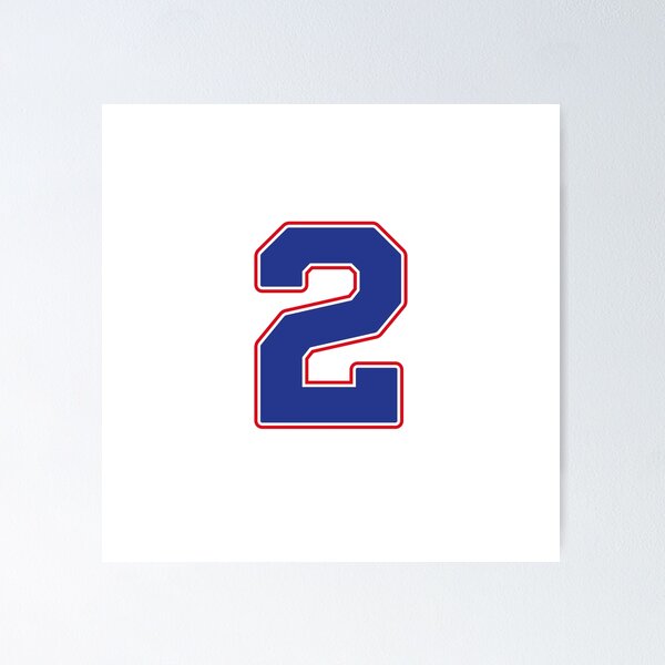 Item preview, Jersey Number 2 / Player Shirt Number Two (Blue with Red Outline) designed and sold by STUDIO-72.