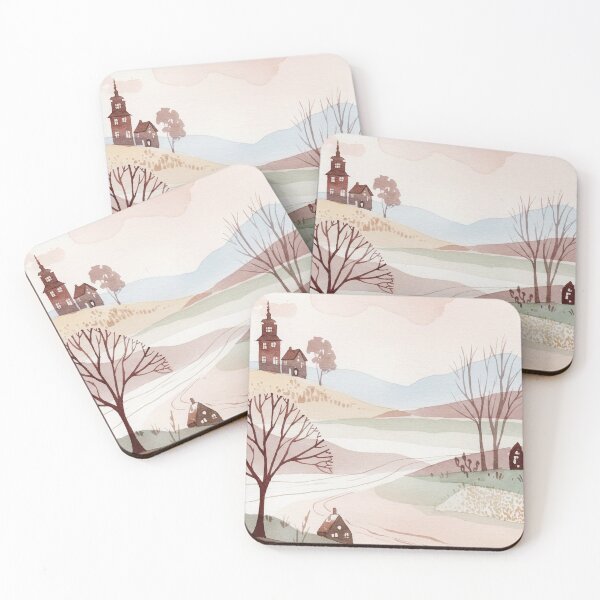 Item preview, landscape of hills with small houses designed and sold by Design4uStudio.