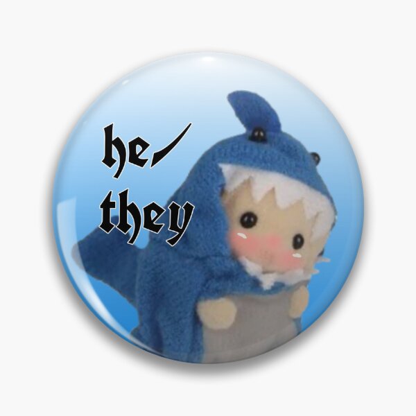 Item preview, Calico critter pronoun pin he/they shark designed and sold by unequivocallyso.