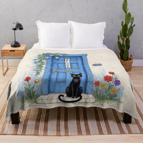 Item preview, Welcome Cat – Blue Door and Blooming Garden designed and sold by Whimsical Hug.