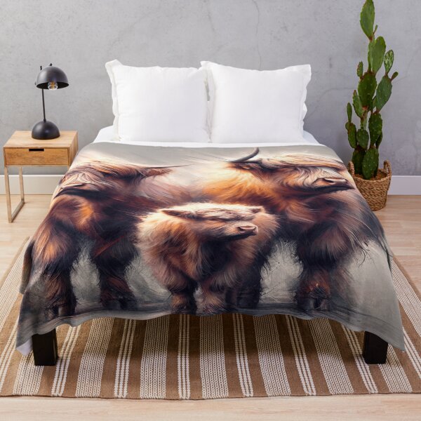 Item preview, Floofy Family Highland Cow Abstract Portrait designed and sold by didgiart.