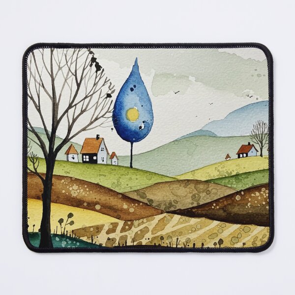 Item preview, landscape of hills with small houses designed and sold by Design4uStudio.