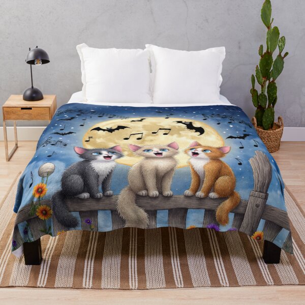 Item preview, Singing Kittens Under the Moon – Nighttime Harmony designed and sold by Whimsical Hug.