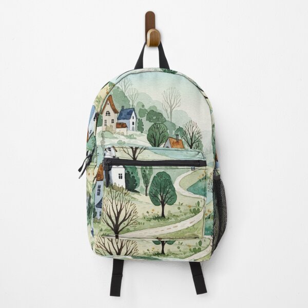 Item preview, landscape of hills with small houses designed and sold by Design4uStudio.