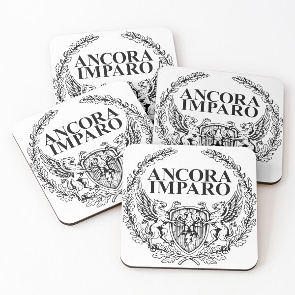 Item preview, Ancora Imparo - Black Heraldic Charge Figure Shield designed and sold by Josan Designs.