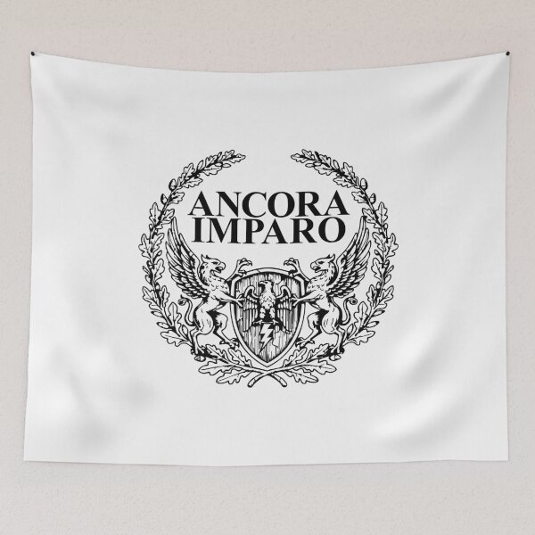 Item preview, Ancora Imparo - Black Heraldic Charge Figure Shield designed and sold by Josan Designs.