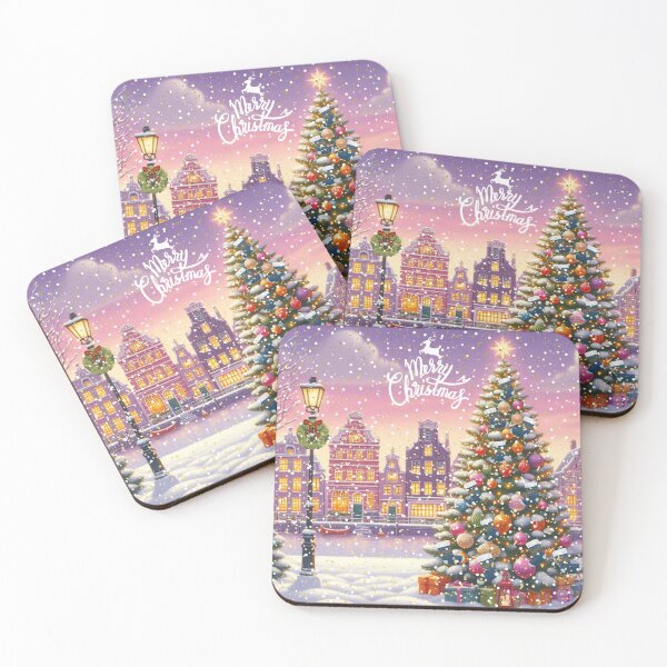 Item preview, Christmas City Scene – Cozy Winter Town Illustration with Christmas Trees and Lights designed and sold by Sugar Wisdom .