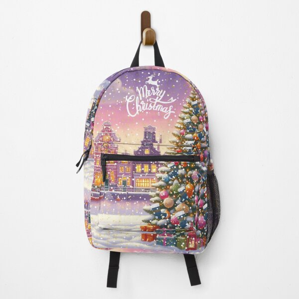 Item preview, Christmas City Scene – Cozy Winter Town Illustration with Christmas Trees and Lights designed and sold by Sugar Wisdom .